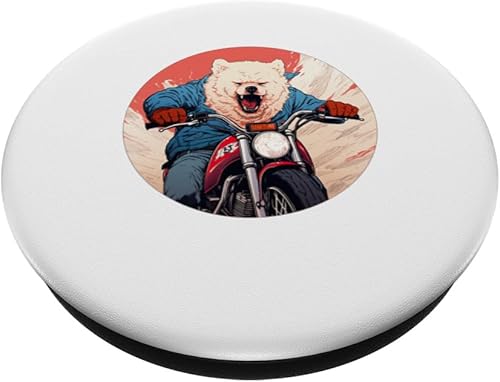Miniatura 2 de Chow Chow Biker Funny Dog Motorcycle PopSockets Standard PopGrip