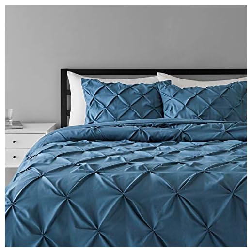 Amazon Basics Light-Weight Microfiber Pinch Pleat Duvet Cover Set - 1 pieces, King, Dark Teal