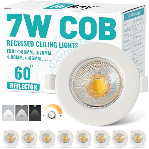 Spot de plafond blanc 7W 230V avec trou encastrement 65 à 85mm extra plat