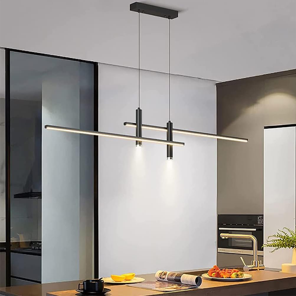 Nowoczesna lampa wisząca LED do jadalni, ściemniana 3000 K-6500 K, regulowana wysokość, pilot zdalnego sterowania, stylowy żyrandol do kuchni, salonu, eleganckie oświetlenie domu