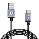 Type C, USB 2.0 Veckle 10ft Braided Cable Reversible for 2015 New MacBook 12'', ChromeBook Pixel, OnePlus 2, Nexus 6P, 5X, Lumia 950, 950XL, Nokia N1 Tablet and Other USB C Devices, Black