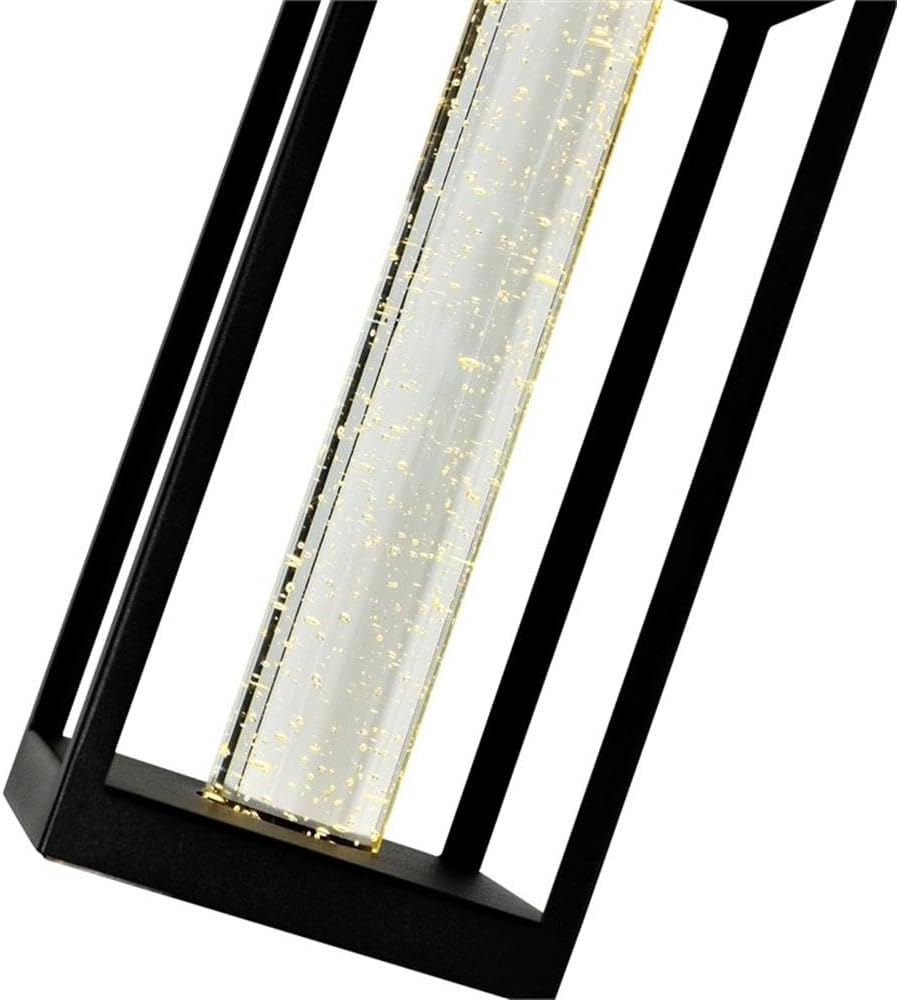 Pemberly Row LED Integrated Black Metal Outdoor Ceiling Light, 15 in x 5.3 in, Wet Location, Dimmable, cETLus Approved, Includes Hardware and Instructions, Modern Lighting Fixture for Patio or