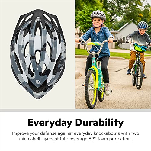 Schwinn Thrasher Youth Bike Helmet, Boys And Girls, Fits 55-58Cm Circumference, Lightweight Microshell Design, Dial Fit Adjustment, Detachable Visor, Ventilated, Cpsc Safety Certified, Urban Camo #TOP4