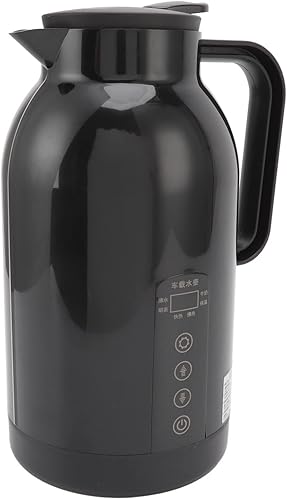 Sorandy Caldera de coche de 44.0 fl oz con encendedor de cigarrillos, hervidor eléctrico portátil, acero inoxidable, exterior antiquemaduras, 12-24