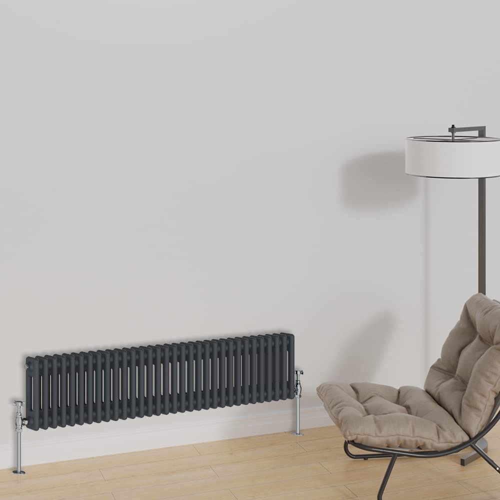 Warmehaus Horizontal Column Radiator 300x1460mm Double Panel Anthracite