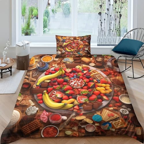 Housse de couette microfibre de qualité supérieure avec impression 3D banane fraise - 2