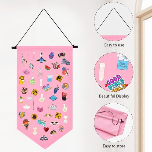 Kunyeah Wall Hanging Brooch Organizer Storage Case Colorful Canvas Pin Board Stand Enamel Pin Badge Hanging Holder Display Banner Earrings Collection Holder - Image 2