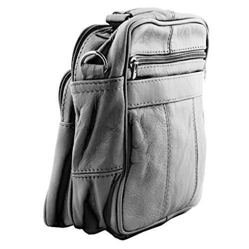 Genuine Leather Travel Men's Organizer Handbag By Silver Fever ® (Gray) #TOP4