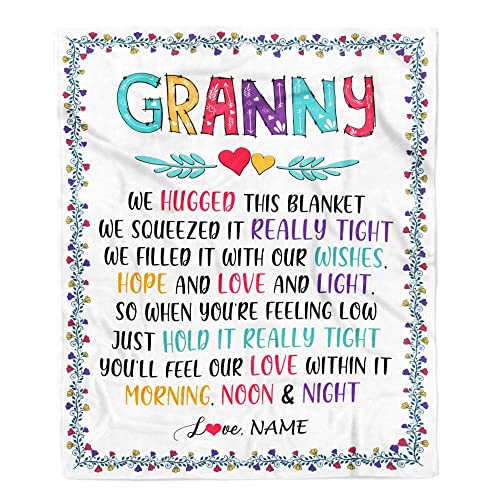 CenturyTee Personalized Granny Blanket from Grandkids We Hugged This Blanket Granny Birthday Mothers Day Christmas Customized Fleece Blanket (30 x 40 Inches - Baby Size) 78