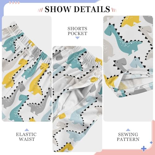 ZZXXB Colorful Cartoon Dinosaur Boys Long Pants Soft Trousers Elastic Waist Kids Lounge Bottoms with Pockets S-XL4