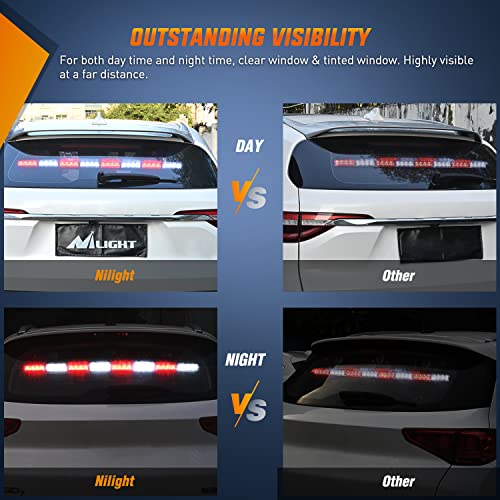Image of Nilight 35 Inch LED Traffic Advisor Emergency Strobe Light Bar,Red White | 32 LED, 21 flash patterns, directional warning Light with cigarette lighter plug for truck construction and service vehicle