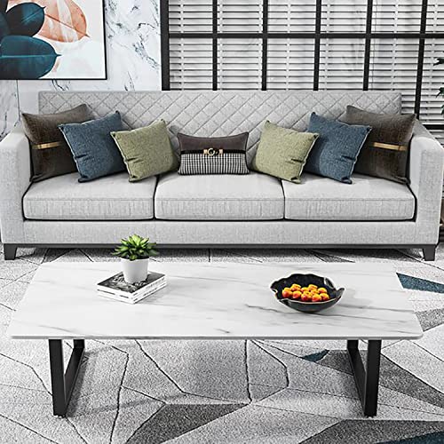 XIAOPENG Mesa de centro de la flor de la pizarra Nórdica simple mesa de centro de mármol para la sala de estar, blanco de la montaña de la nieve, 130 * 70 * 45 cm Cover