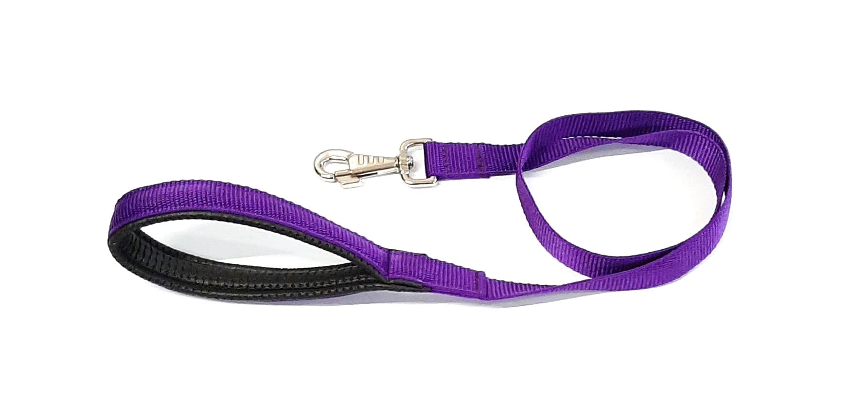 Short Dog Lead With Padded Handle Walking Training Leash Close Control In Strong 25mm Webbing (Purple, 45" (1.1 Metres))