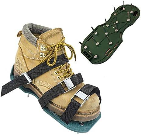 Lawn Aerator Shoes, for Aerating Lawn Soil, 3 Adjustable Straps and Heavy Duty Metal Buckles, One Size Fits All, Aerator Lawn Tool for Gardening, Lawn Care, Aeration Shoes for Lawn