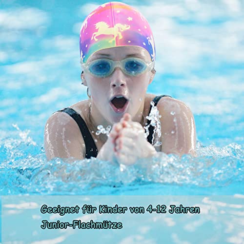 2 Piezas Gorro de Natación para Niña,Gorros de Piscina Niña,Gorro de Natación Silicona,Gorro de Baño Impermeable,Gorro de Baño Piscina - imagen 6