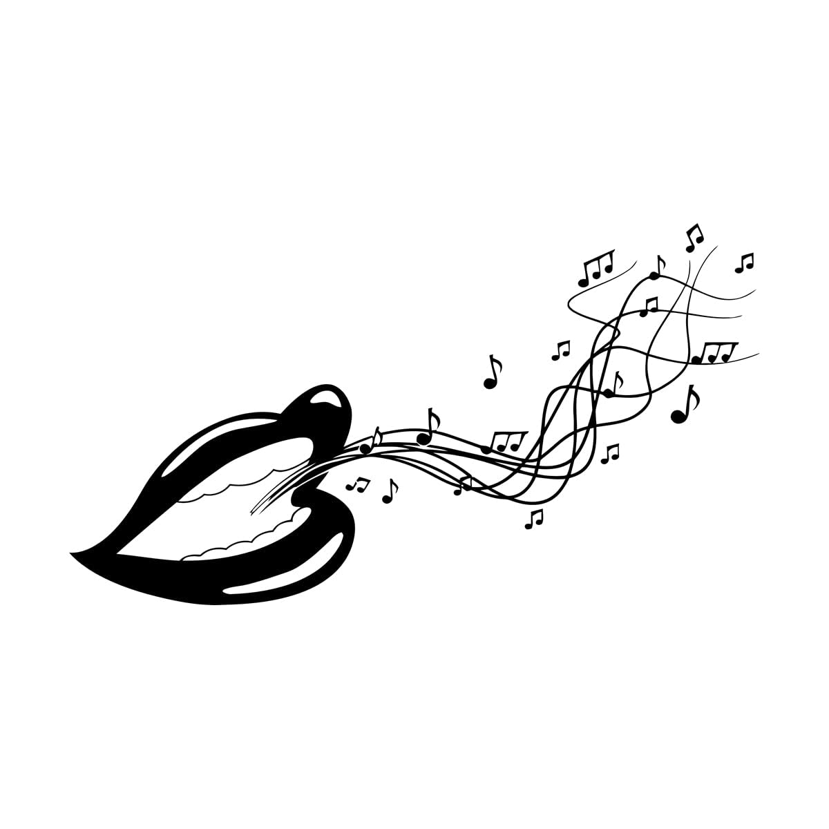 Mural and Wall Vinyl Decal Song Music Singer Melody Voice Notes Lips Mouth 32x58.9cm Equipped with Transfer Film kit Small Black — image 1