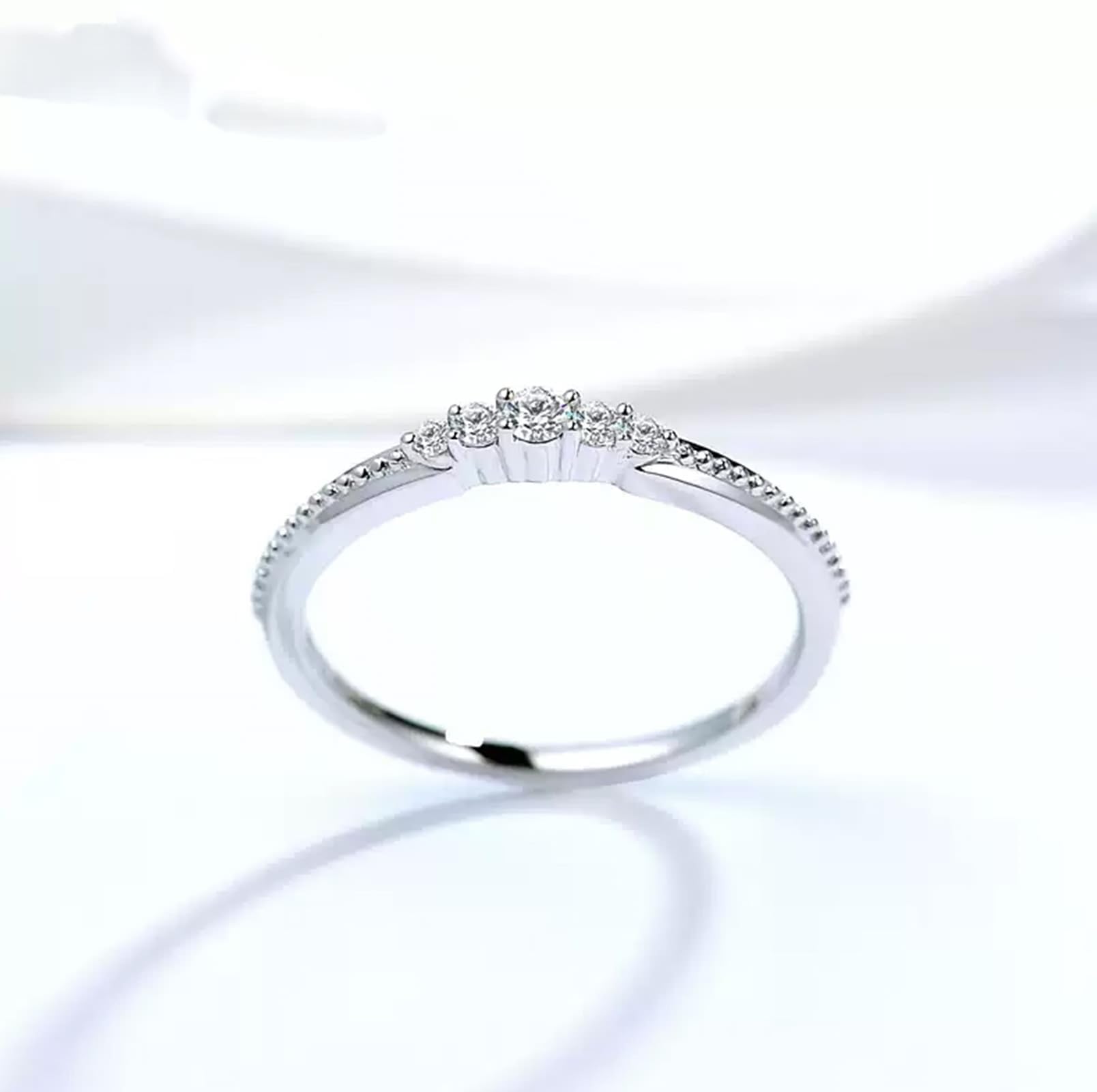Wycian Veretta in Argento Anelli Diamanti Donna PT950 e Oro Bianco 9K/14K/18K con Diamante da 0,1 CT Numero Solido Non Placcato Aggiornamento 3.0 per Zia Nozze Gioielli