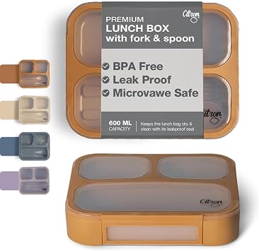 Citron Citron Bento Nutrition Box Set with Fork and Spoon - Caramel 1286845
