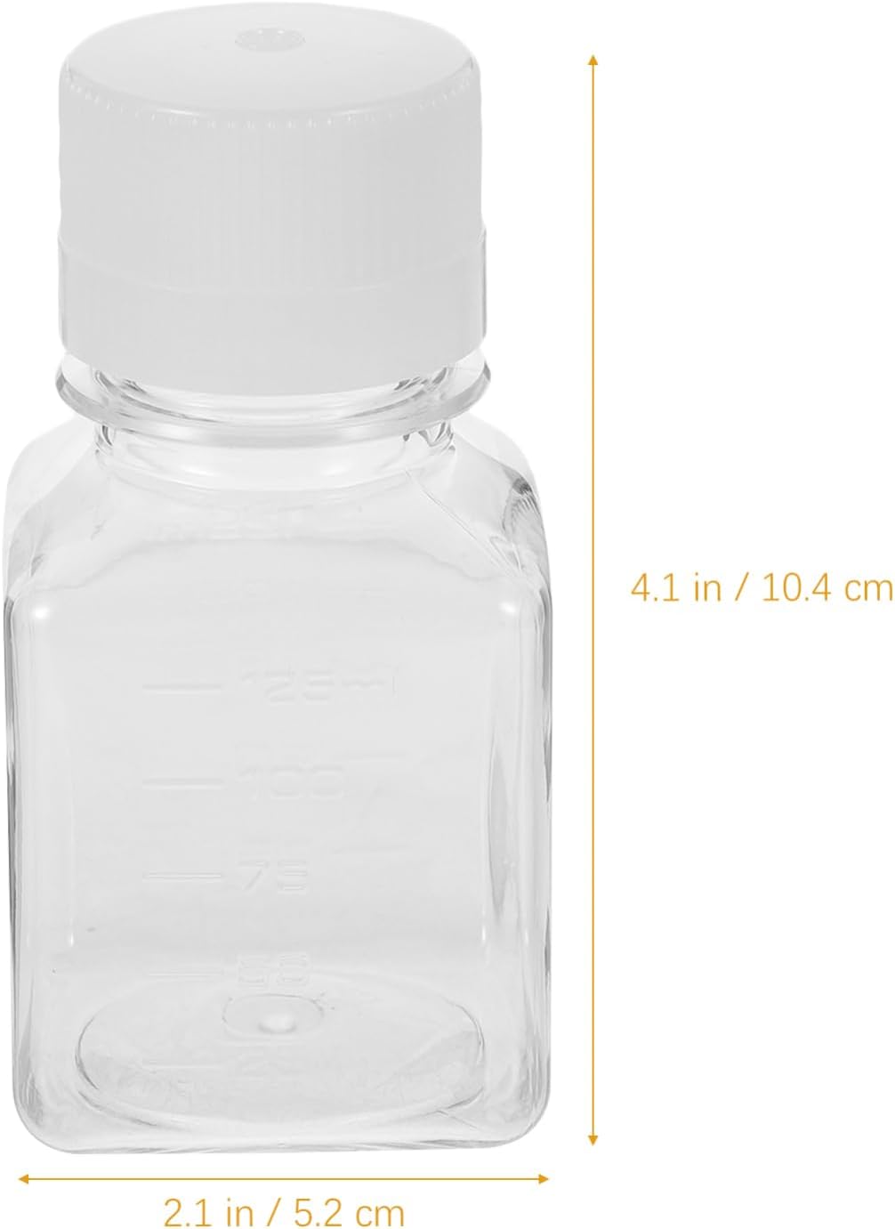 VOSAREA 2pcs 125ML Graduated Plastic Serum Vials Narrow Mouth Reagent Bottles Measurement Scale for Lab Use