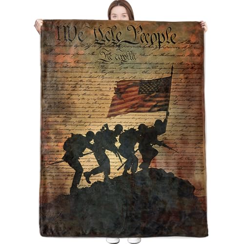Dongprom Patriotic Flag Soldier Throw Blanket 60x50
