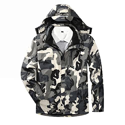 Veste de ski imperméable homme coupe-vent à capuche chaude pour l'extérieur