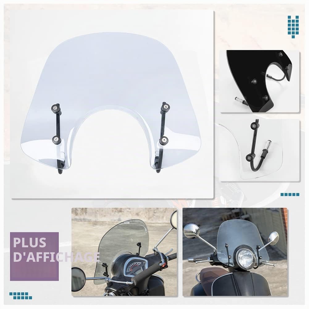 Vélos de Sport Scooter Pare-Brise Protecteur de déflecteur pour Vespa LX 150 125 50 LX125 LX150 LX50 GT200 GT 200 GTS250 GTS300 GTS 250 300 125 Super Sport Bj pièces de Moteur (Clair)
