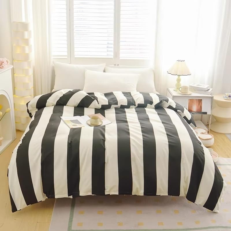 Parure de lit enfant motif géométrique noir et blanc avec housse de couette 240x220 et taies