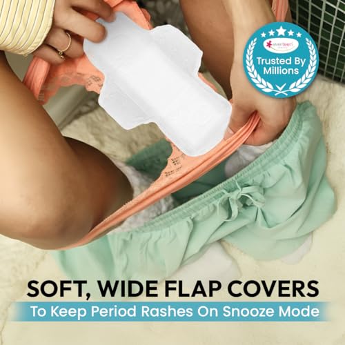 Image of everteen Sanitary Napkins for Women, Combo Offer Pack Buy 46 Pads Get 30 Panty Liners for Light flow days, XXL Size (40 Pads) XL Size 6 Pads, Infused with Neem & Safflower with Soft Cotton Layer - Pack of 3