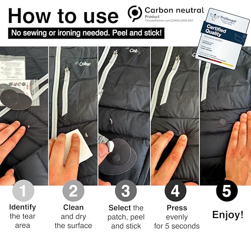 aZengear Repair Patches - Waterproof, Self-Adhesive, Tear-Cold-Heat-Resistant Polyester Fabric to Fix Down Jacket, Puffer, Snowsuit, Shoe, Tent, PVC, Clothing, Upholstery (Graphite)