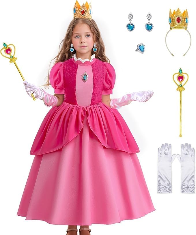 Princess Costume for Girls Kids Movie Cosplay Dress Up Outfit Halloween Christmas Birthday Party