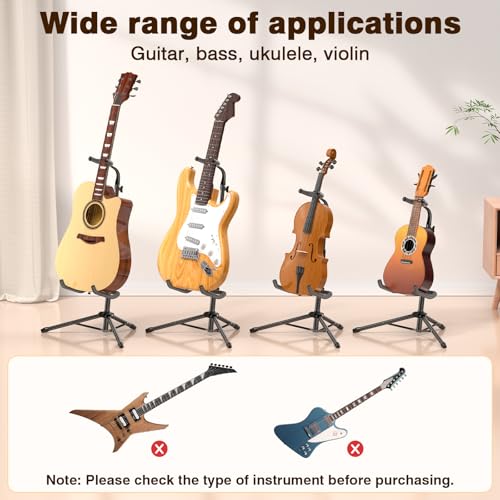 Image of New Bee Guitar Stand 2 Pack, Height Adjustable Foldable Guitar Stand