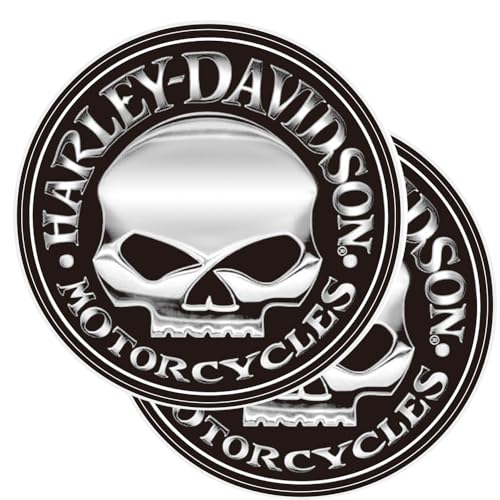 Image of Kasflag Motorcycle Fans Vinyl Willie G Skull Davidson Sticker Logo Decal (Large 2Pack, Width 12in) Premium Waterproof Removable