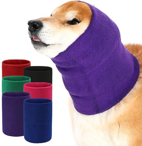 Image of Dog Calming Hoodie Quiet Head Cover Sleeves Double Layer Thickened Dog Ear Muffs Noise Protection,Dog Hematoma Ear Wrap, Dog Headband for Anxiety Relief for Bath, Thunderstorms