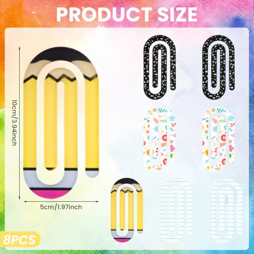 Image of 8PCS Acrylic Paper Clips, Jumbo 4 inch x 2 inch Clear Decorative Stationery Clips for School Office Classroom, DIY Crafts, Study Gift Supplies