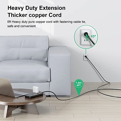 Power Strip With Switch, Hitrends Surge Protector With 10 Outlets, 4 Usb Ports & 1 Usb-C Port, 1875W/15A, Flat Plug, Spaced Outlets With 6 Feet Extension Cord For Home Office, Etl Listed, Black #TOP2
