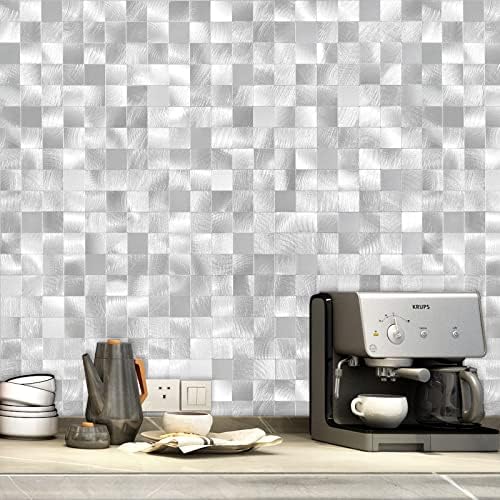 VAOVI 3D Self-Adhesive Wall Tile Stickers for Kitchen Splashbacks,Splash Back Sticky Tiles Metallic Tiles Mosaic Tiles Bathroom Square(5sheets,Brown)