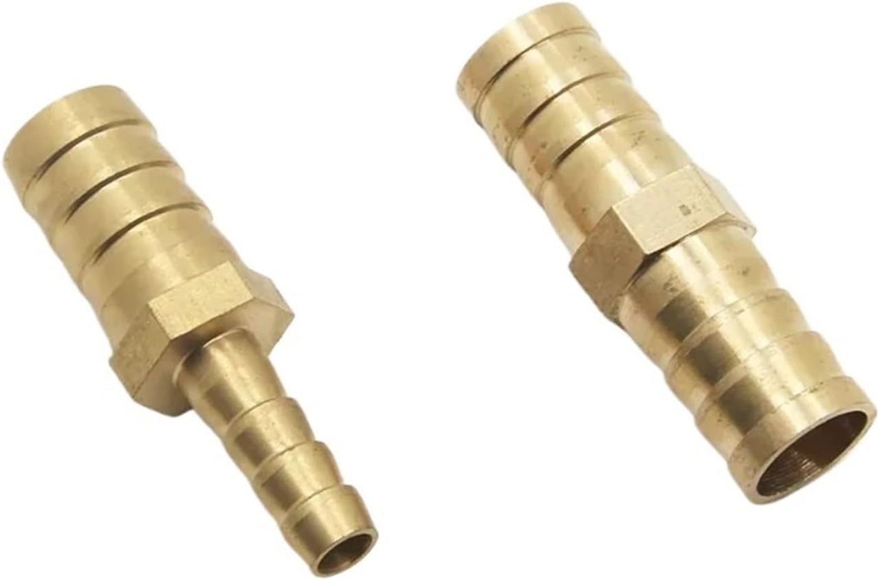 Brass 2 Way Reducing Straight Hose Barbed Pipe Fitting Reducer Copper Coupler Connector for Air Fuel Gas Water(6mm-10mm) Plumbing Fittings