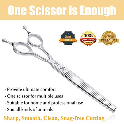 7 Inch Multipurpose Pet Dog Grooming Scissors, Combines Cutting, Thinning, Blending And Texturizing Features, Reversible Pet Trimming Shears For Right Handed Groomers, Jp 440C #TOP4