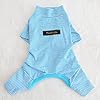 Hdwk&Hped Soft Cotton Dog Pajamas for All Seasons, Striped Pet Bottoming Jumpsuit for Small Dog Cat Puppy (#3, Thin Stripes Style 2pcs - Black&Blue) #2