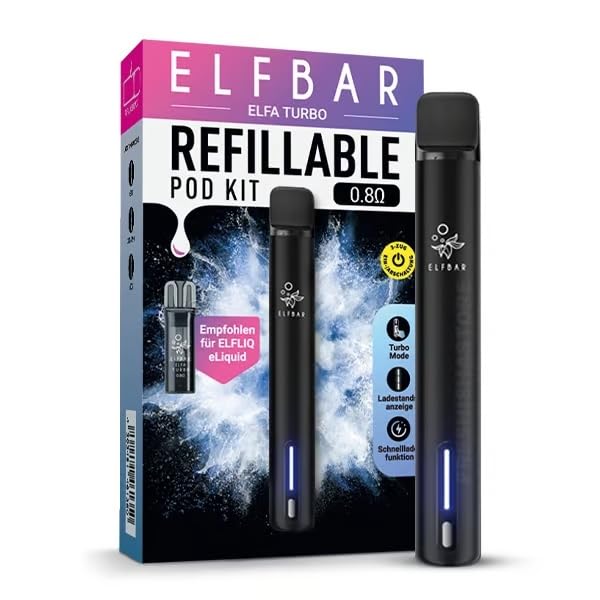 ELFBAR ELFA TURBO KIT - Elfbar Pod System - Basisgerät und Pod - Black Knight + Freshisha Sticker