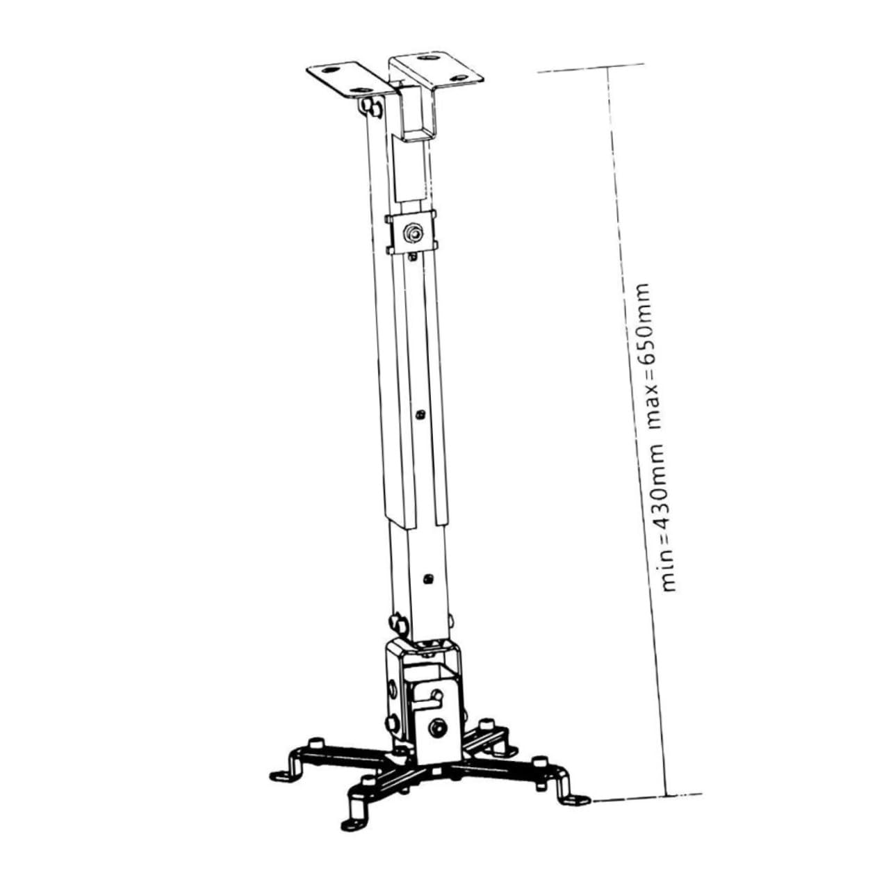 iplusmile Supporto da Soffitto per Proiettore in Ferro Bianco Regolabile Bracci Doppi Articolati e Portata Massima 15kg per Installazioni a Parete o Soffitto