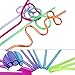 Tomnk 60pcs Crazy Colorful Bendy Straws for Kids, Silly Straws for Classroom Activities, Christmas Decoration, Valentines Day and Birthday Party