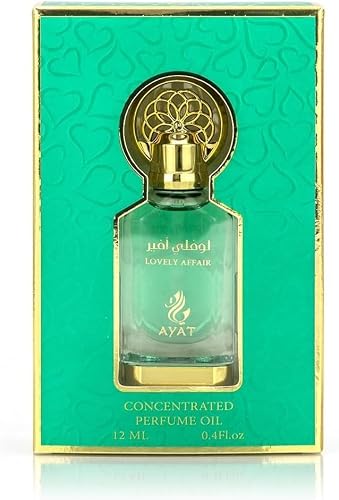 AYAT PERFUMES Olejek perfumowy 12 ml, ekstrakt z orientalnych perfum, arabski, długotrwały zapach piżmo Halal Oud, naturalny bursztyn bez alkoholu, dla kobiet, wyprodukowany w Dubaju (Lovely Affair)