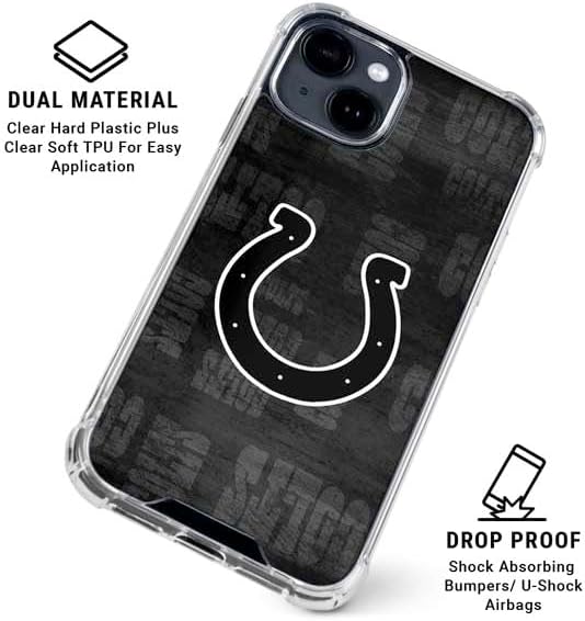 Skinit Clear Phone Case Compatible with iPhone 15 Plus - Officially Licensed NFL Indianapolis Colts Black & White Design