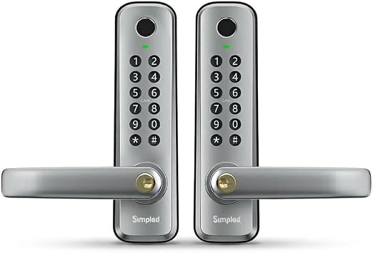 Simpled DWF-SP Double-Side Weatherproof Smart Lock Touch, 7-in-1, Fingerprint Keyless Security Entry Door Lock, Bluetooth Electronic Deadbolt, Smartphone Access- Designed for The UK Weather, Silver