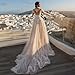 Mermaid Wedding Dresses for Bride Lace Beach Tulle Applique V-Neck Boho Bridal Dress with Detachable Train White