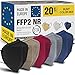 Produktbild FiRiO® 20x FFP2 Maske Bunt [MADE IN EUROPE] - Bunte FFP2 Maske CE zertifiziert aus Europa gem. EN149:2001+A:2009 - 20x bequeme & atmungsaktive farbige Masken FFP2 bunt - FFP2 Maske farbig aus Europa