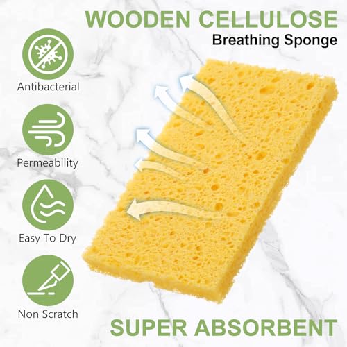 Image of Zhengmy 300 Pieces Sponges Bulk Sponges Kitchen Compressed Sponge Natural Dish Sponge Compressed Wood Pulp Cleaning Without Scratching for Kitchen Bathroom, 3.9 x 2.4 x 0.12 Inch (Multicolor)