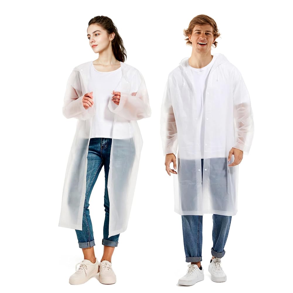 Reusable Raincoat for Adults - Heavy Duty Hooded Raincoats for Men and Women