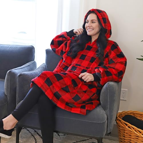 Image of Catalonia Oversized Hoodie Blanket Sweatshirt, Comfortable Sherpa Giant Pullover with Large Front Pocket for Adults Men Women Teenagers Wife Girlfriend